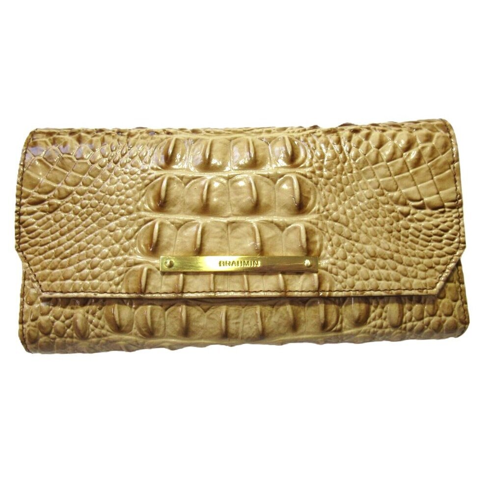 NWT Brahmin Soft Checkbook Wallet in Chino Melbourne Croc-embossed Leather